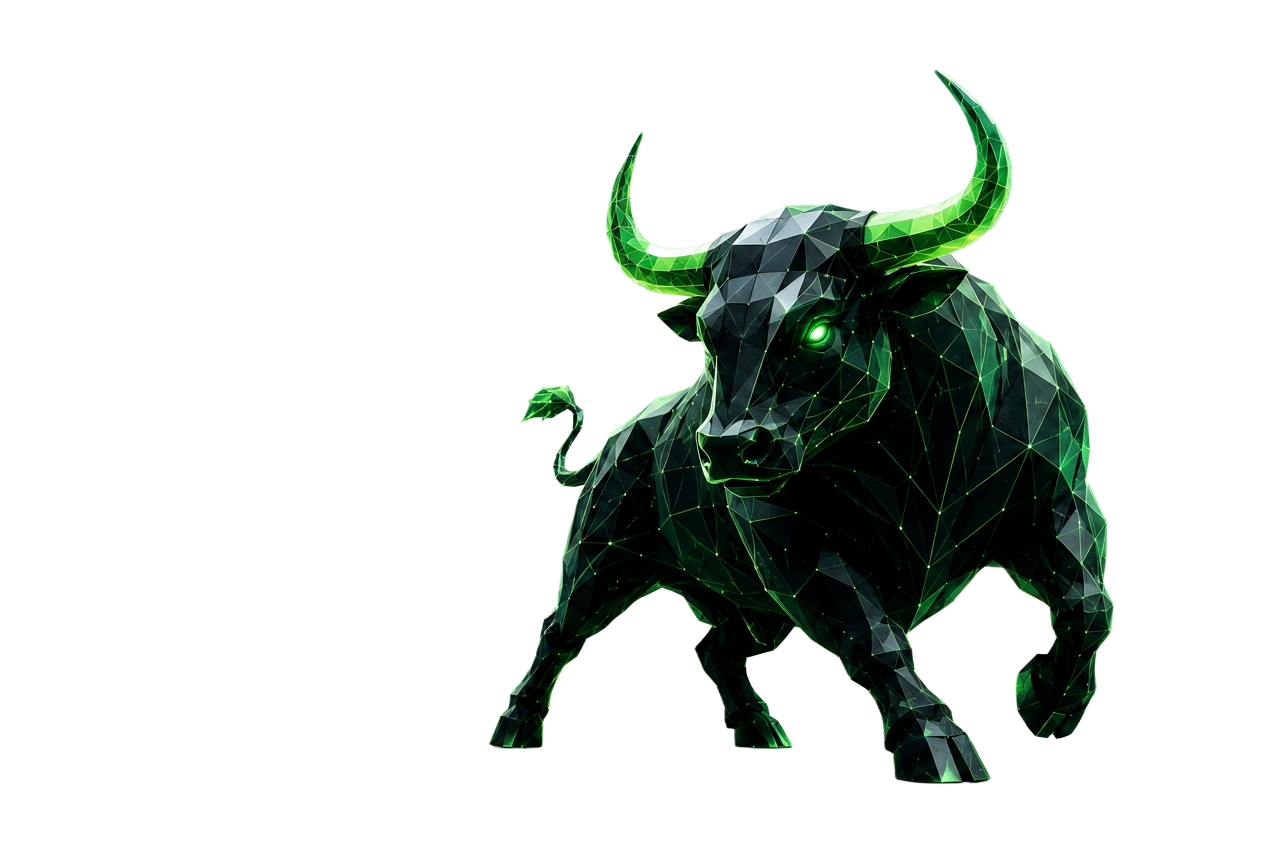 Geometric neon bull representing trading retention